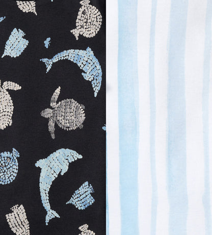 Mosaic Sea Animals Organic Cotton Two-Piece Pajamas 2 Pack