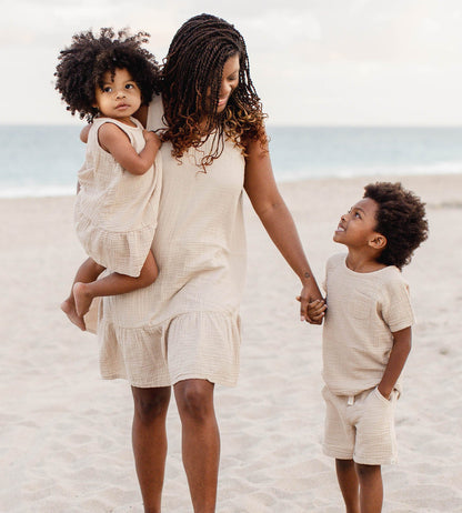 Mommy & Me Matching Crinkle Muslin Boy Set