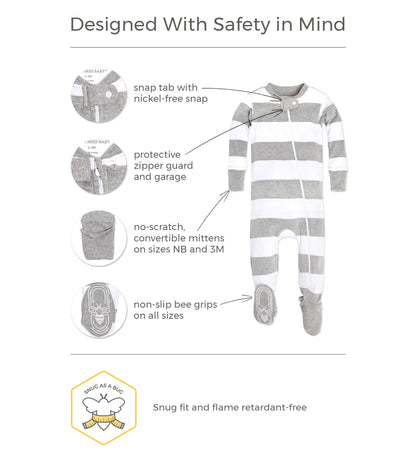 Rugby Stripe Organic Cotton Zip Front Sleeper