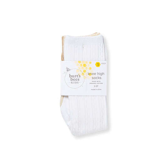 Organic Cotton Cable Knit Knee High Socks 3 Pack