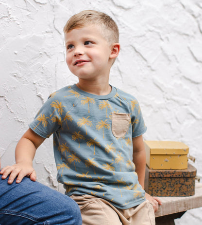 Golden Palms Boy Top & Shorts Set