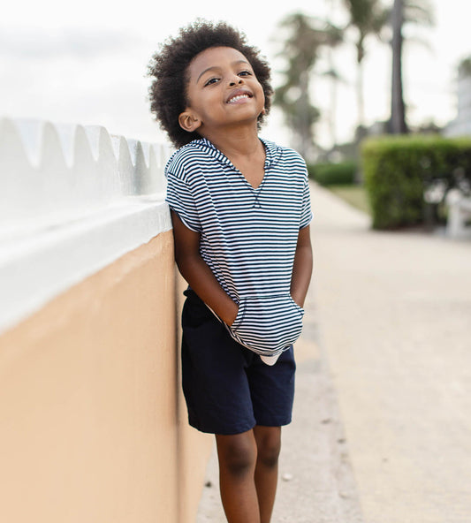 Classic Stripe Organic Boy Hooded Top & Shorts Set