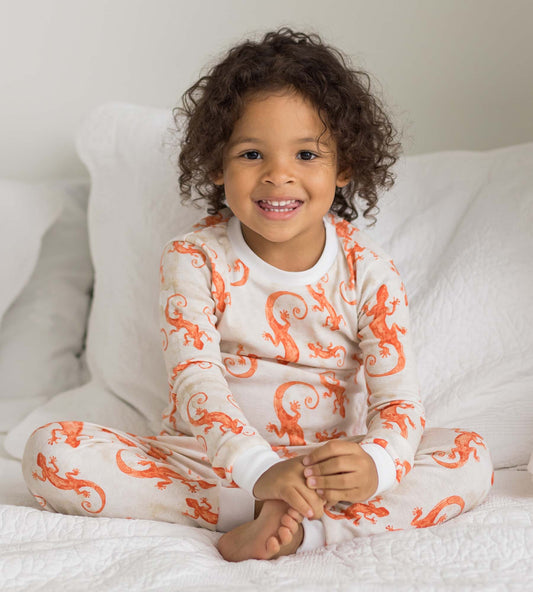 Watercolor Gecko Organic Cotton 2-Piece Pajamas
