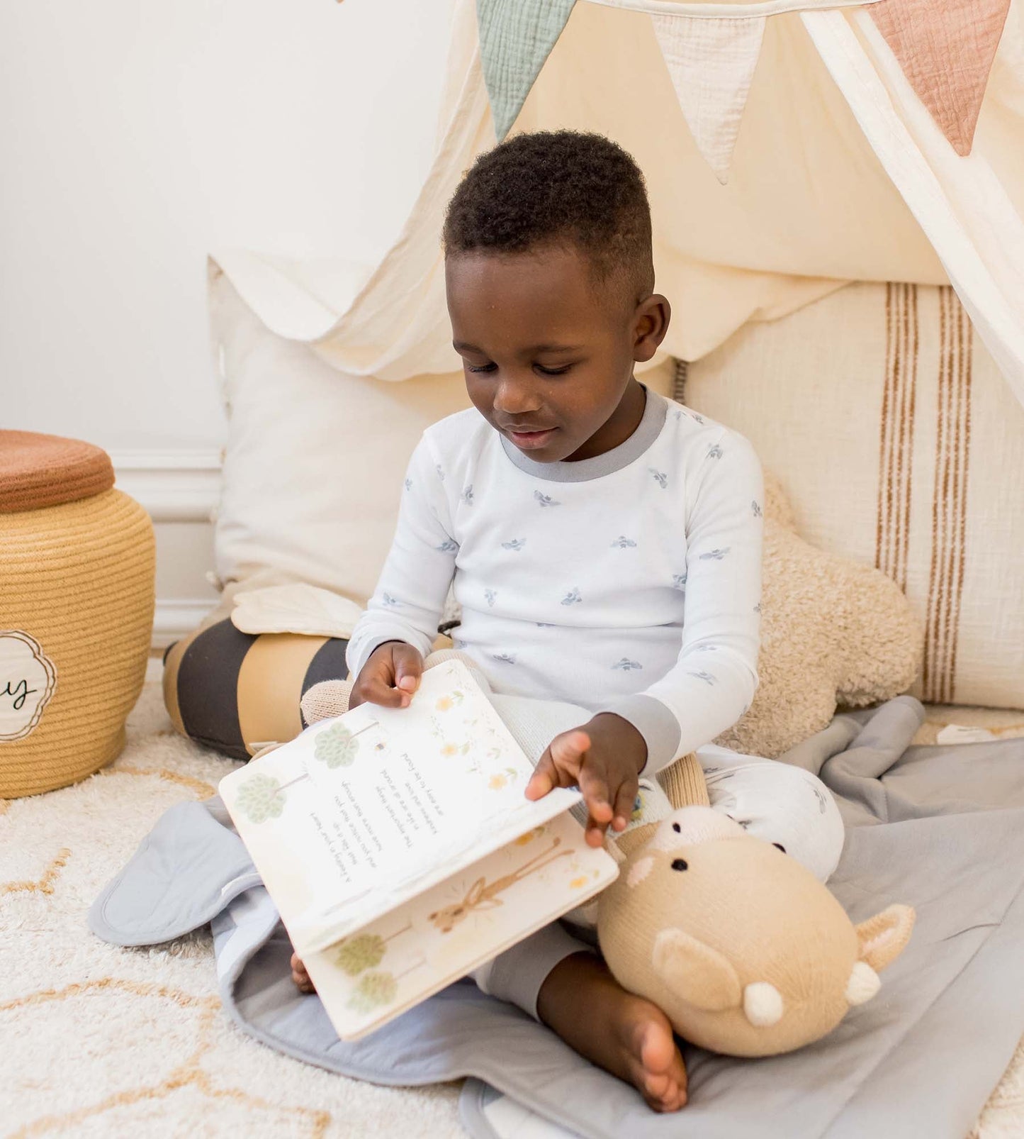 Golden Bee Organic Cotton Two-Piece Pajamas - Quarry