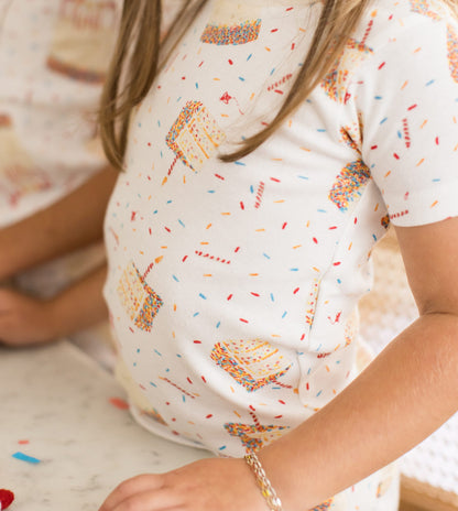 Birthday Cake Organic Two-Piece Short Sleeve Pajamas