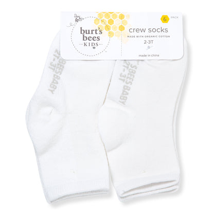 Solid Organic Cotton Toddler Crew Socks 6 Pack - Cloud