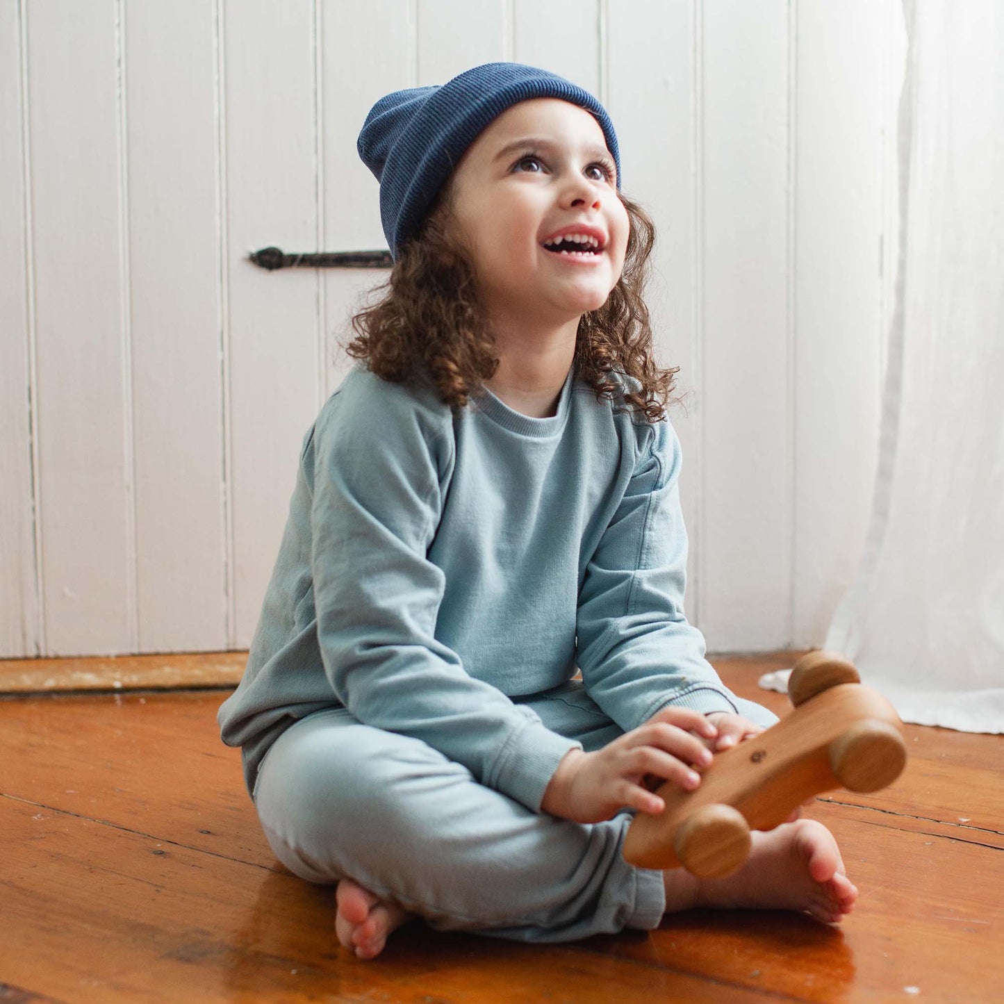 Seamed Organic Blue Sweatshirt & Pants Set