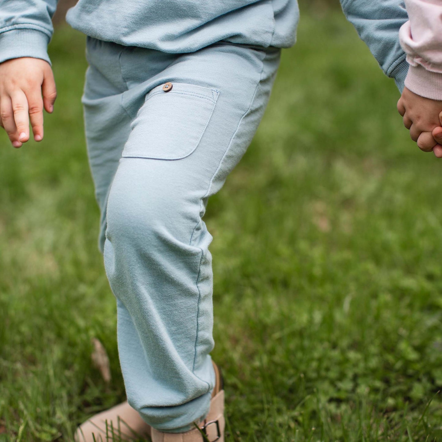 Seamed Organic Blue Sweatshirt & Pants Set