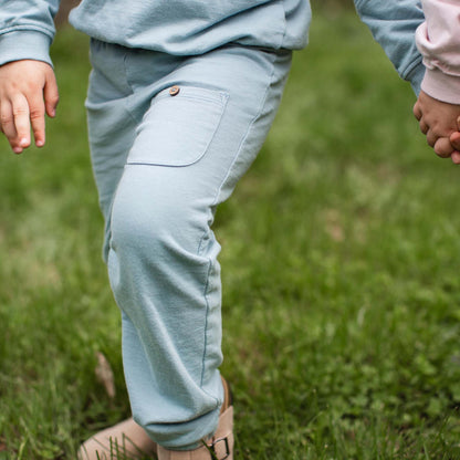 Seamed Organic Blue Sweatshirt & Pants Set