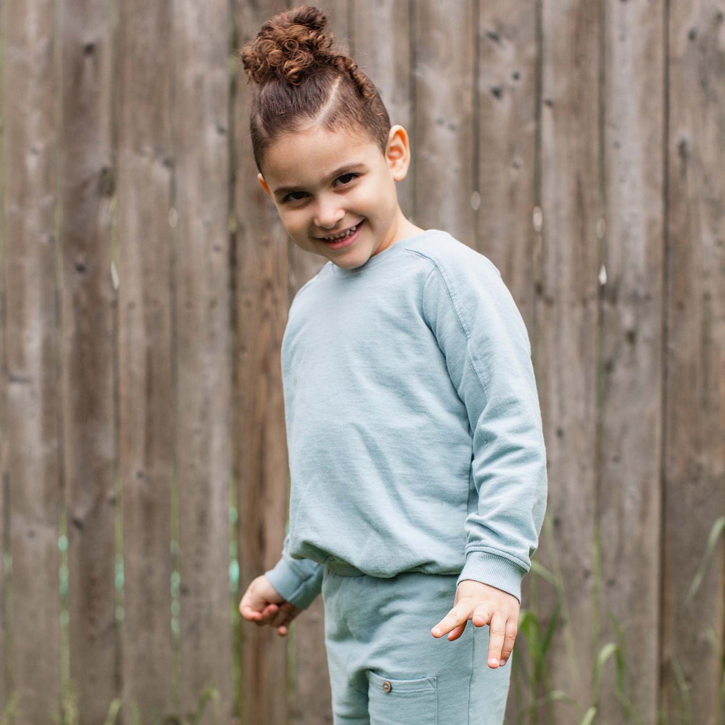 Seamed Organic Blue Sweatshirt & Pants Set