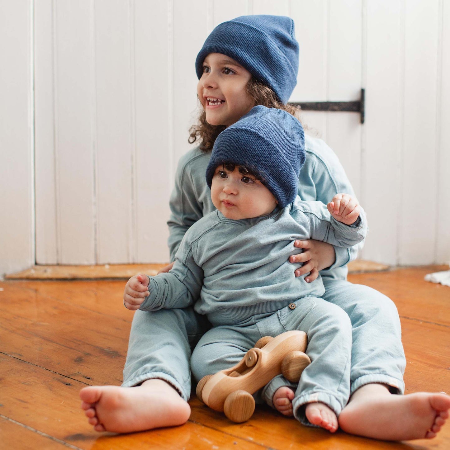 Seamed Organic Blue Sweatshirt & Pants Set