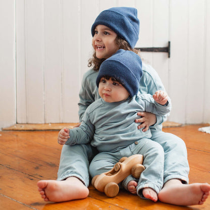 Seamed Organic Blue Sweatshirt & Pants Set