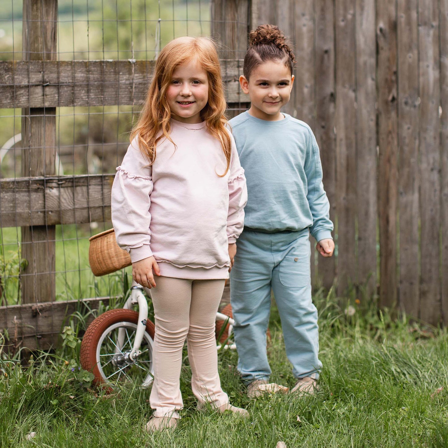 Seamed Organic Blue Sweatshirt & Pants Set