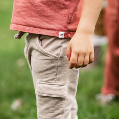 Drop Shoulder Organic Boy Tee & Pants Set - Cedar