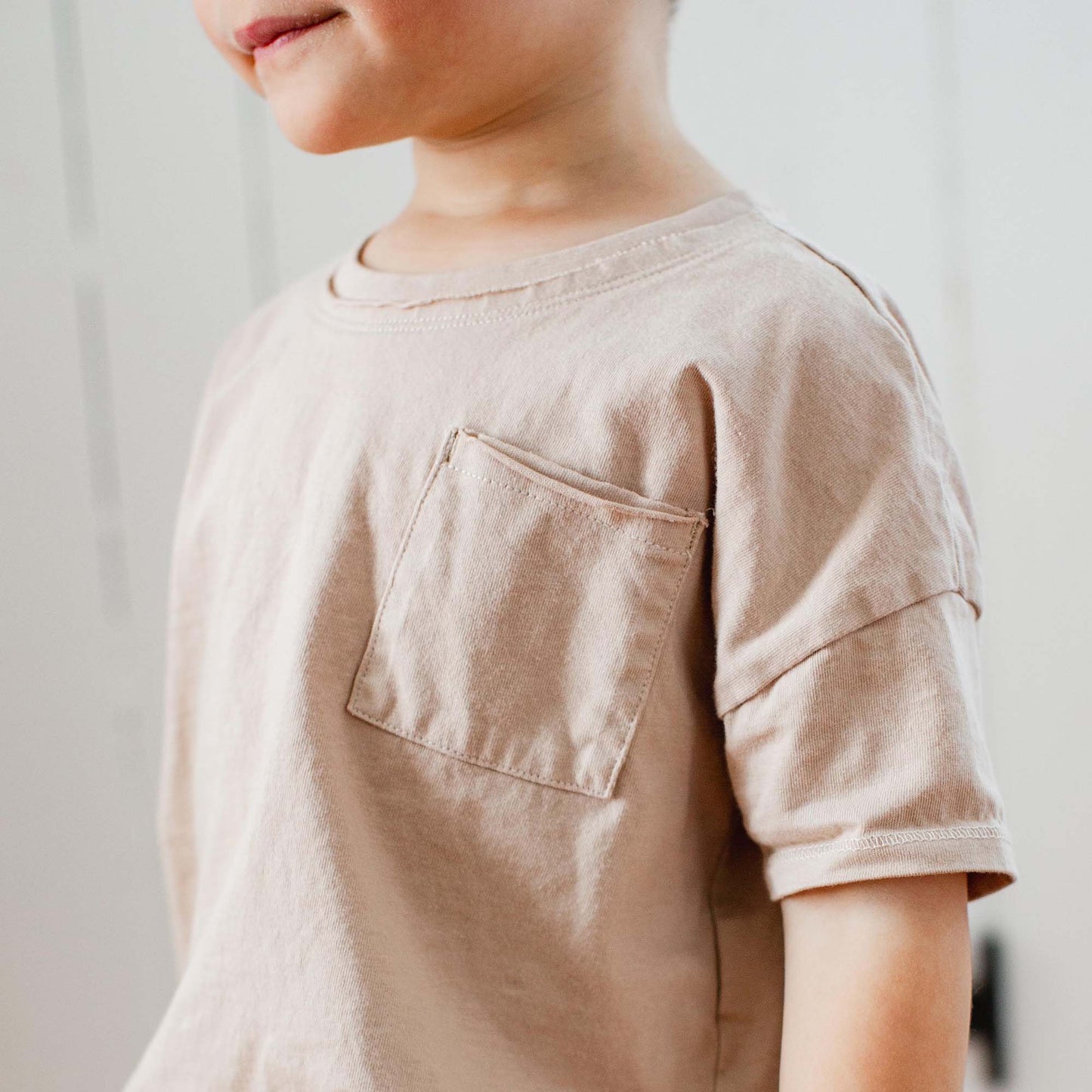Drop Shoulder Organic Boy Tee & Pants Set - Soft Mocha