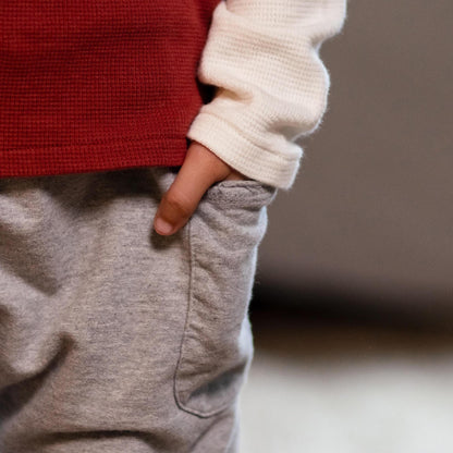 Thermal Organic Boy Tee & Pants Set - Brick Red