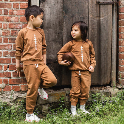 Acid Wash Football Sweatshirt & Pants Set
