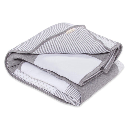 Dottie Bee Organic Cotton Reversible Baby Quilt - Heather Grey