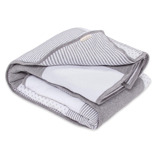 Dottie Bee Organic Cotton Reversible Baby Quilt - Heather Grey