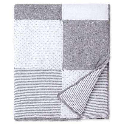 Dottie Bee Organic Cotton Reversible Baby Quilt - Heather Grey