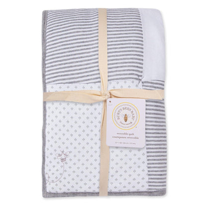 Dottie Bee Organic Cotton Reversible Baby Quilt - Heather Grey