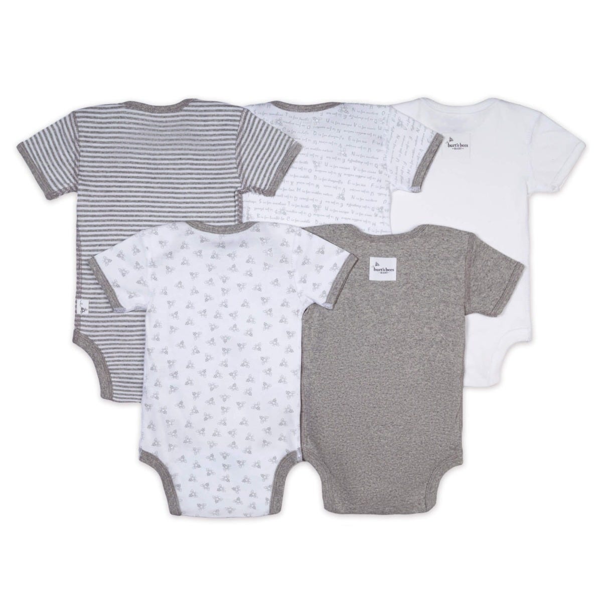 Bee Essentials Organic Short Sleeve Baby Bodysuits 5 Pack