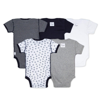 Bee Essentials Organic Short Sleeve Baby Bodysuits 5 Pack