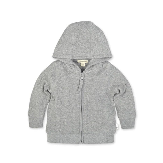 Organic Cotton Matelassé Baby Jacket - Heather Grey