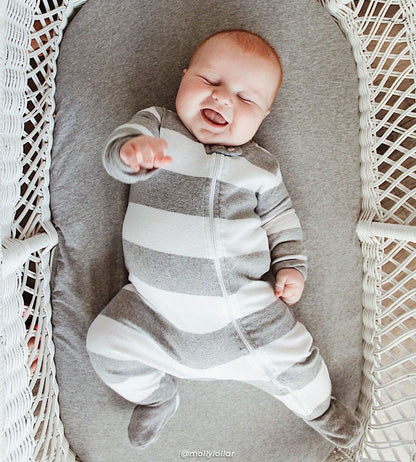 Rugby Stripe Organic Cotton Zip Front Sleeper