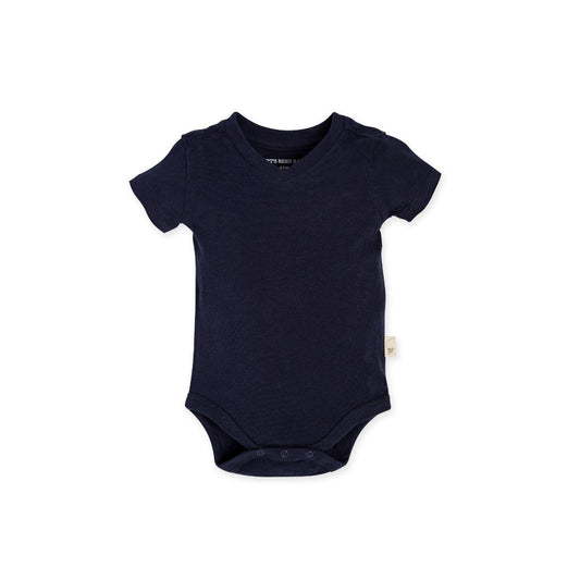 Organic Cotton Short Sleeve V Neck Bodysuit - Midnight