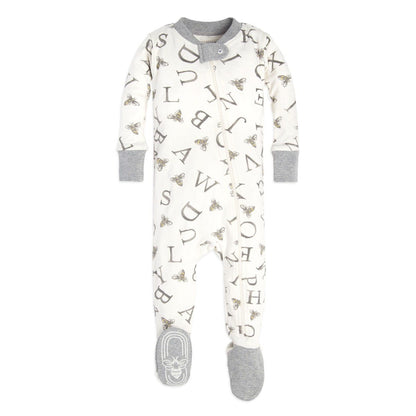 A-Bee-C and Stripes Organic Cotton Snug Fit Footed Sleeper 2 Pack
