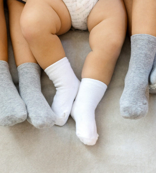 Solid Organic Cotton Toddler Crew Socks 6 Pack - Cloud