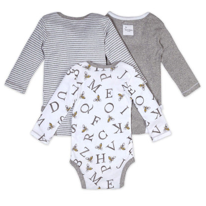 A-Bee-C Long Sleeve Organic Baby Bodysuits 3 Pack