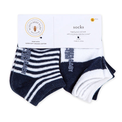 Solid & Stripes Organic Cotton Baby Ankle Socks 6 Pack