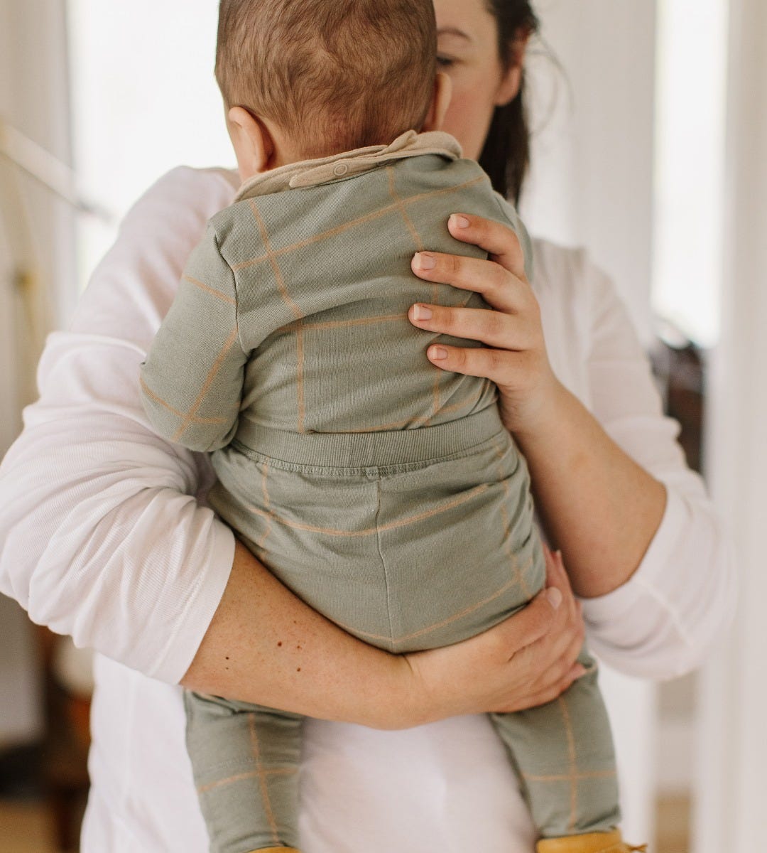 Swiss Check Neutral Bodysuit & Pant Set