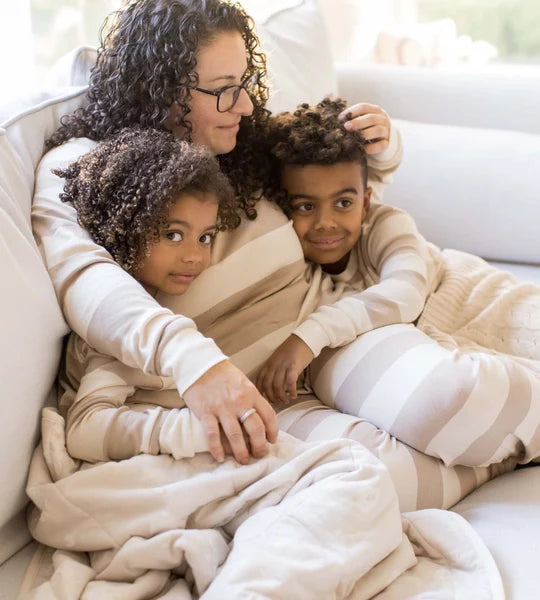 Mommy & Me Rugby Stripe Organic Cotton Pajamas - Oat
